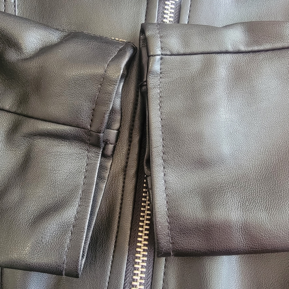BAR III Black Faux Leather Women's Biker Jacket - Picture 5 of 10